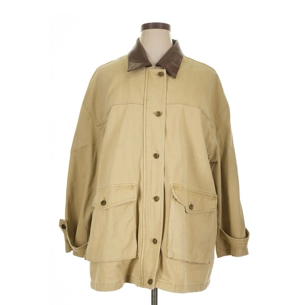 Pilcro Anthropologie Barn Jacket – XL – Tan w/ Faux Leather Collar - Picture 2 of 12
